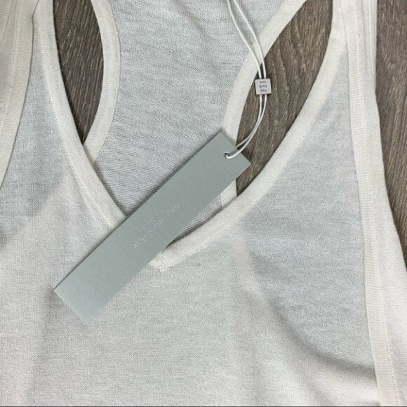 Anthropologie One Grey Day Orion Knit Tank Top Racerback V-neck Cream White - Picture 13 of 16